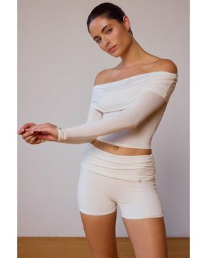 BO+TEE Fold-Over Mini Shorts - White