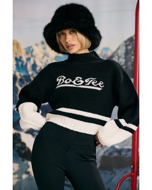 BO+TEE Cropped Chunky-Knit Turtleneck Jumper - Black