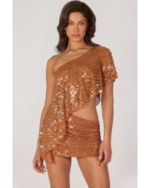 Oh Polly Embellished One-Shoulder Asymmetric Top - Multicolour