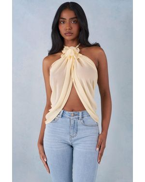 Oh Polly Halterneck Open-Front Top - Yellow