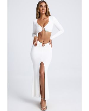 Oh Polly Hardware Detail Fishtail Maxi Skirt - White