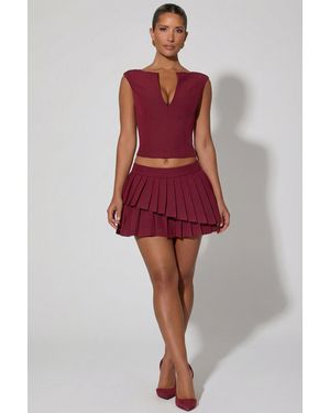 Oh Polly Layered Pleated Low-Rise Mini Skirt