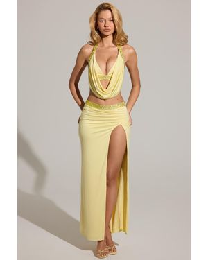 Oh Polly Embellished Low-Rise Maxi Skirt - Yellow