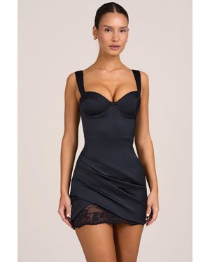Oh Polly Satin Mini Dress - Black