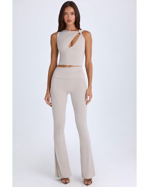 Oh Polly Tall Foldover Flared Trousers - Brown