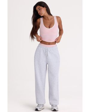 BO+TEE Brushed Cotton Jersey Mid-Rise Relaxed Joggers - Grey