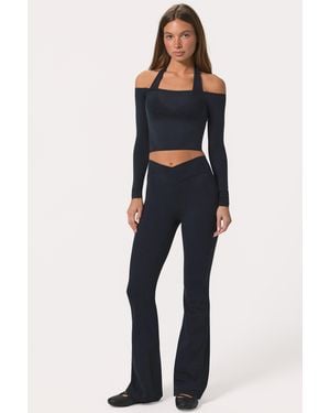 BO+TEE Soft Active V-Waist Flared Leggings - Black