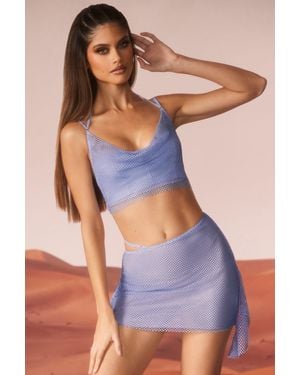 Oh Polly Embellished Cowl Neck Corset - Blue