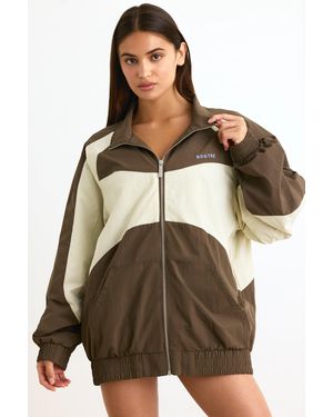 BO+TEE Water-Repellent Colourblock Track Jacket - Brown