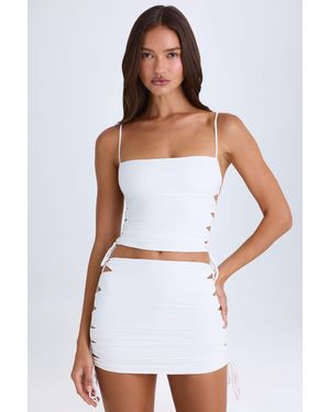 Oh Polly Ruched Cut-Out Mini Skirt - White