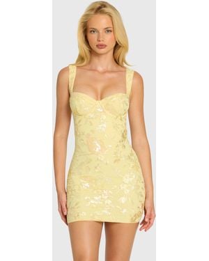 Oh Polly Embellished Bodycon Mini Dress - Yellow