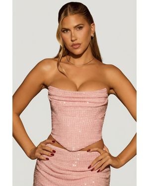 Oh Polly Embellished Draped Corset Top - Pink