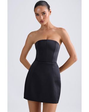 Oh Polly Bandeau Structured Tulip Mini Dress - Black