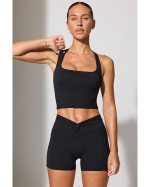 Bo&Tee Twist Waist Mini Shorts With Pockets - Black