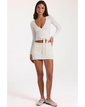 BO+TEE Soft Knit Mini Skirt - White