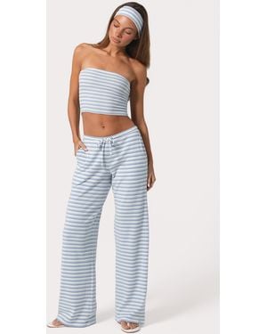 BO+TEE Ribbed Jersey Low-Rise Trousers - Blue
