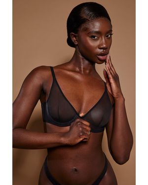 Oh Polly Soft Mesh Single Layer Underwired Bra - Black