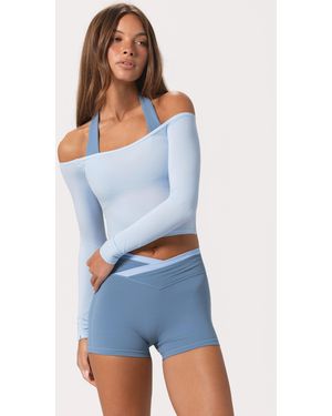 BO+TEE Soft Jersey Off-Shoulder Top - Blue