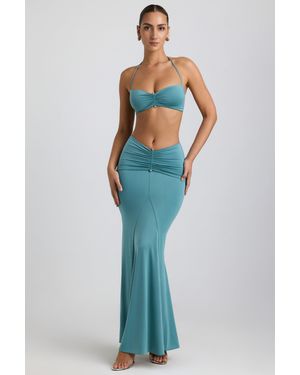 Oh Polly Slinky Jersey Hardware Detail Maxi Skirt - Green
