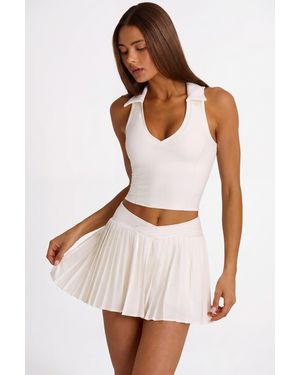 BO+TEE Soft Active Polo Crop Top - White