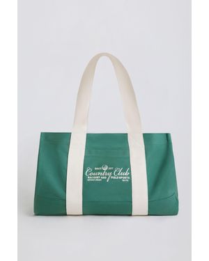 BO+TEE Oversized Canvas Tote Bag - Green