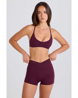 BO+TEE Soft Active V-Waist Pocket Mini Shorts - Red
