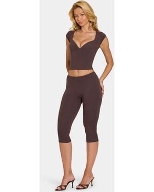 Oh Polly Modal Capri Leggings - Brown
