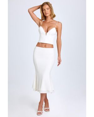 Oh Polly Lace-Trim Mid-Rise Midaxi Skirt - White