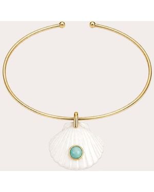 Club Coastal Amazonite Shelly Choker Necklace 18K - Natural