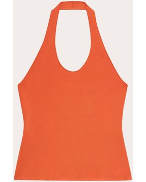 Theory Knit Halter Tank Top - Orange
