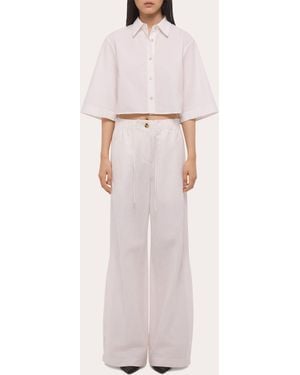 Helmut Lang Poplin Cropped Trench Shirt - Pink