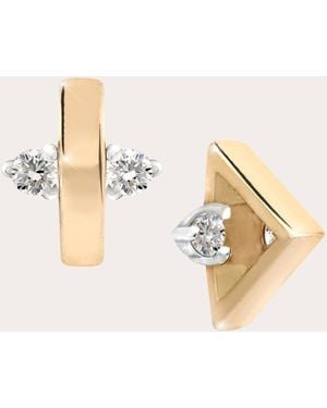 Ritique Diamond Mini Tricone Duo Stud Earrings - Natural