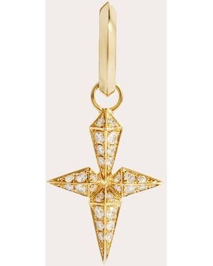 Statement Paris Diamond & 18K Rockaway Cross Hoop Earring - Natural