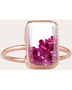 Moritz Glik Ruby & 18K Rose Petite Ten Fourteen Shaker Ring 18K - Pink