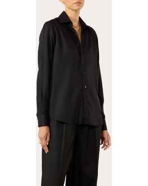 With Nothing Underneath The Boyfriend Tencel Shirt - Black