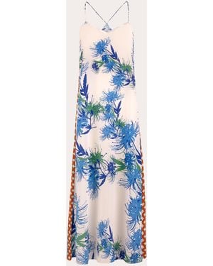 Karma On The Rocks Tomo Higa Silk Maxi Slip Dress - Blue