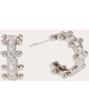 Oscar Massin Small 18K Lab-Grown Diamond Beaded Hoop Earrings - Natural