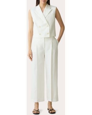 Theory City Twill Peak Double-Breasted Vest - White