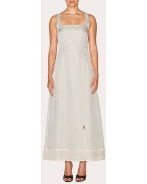 Lia Cohen Self Love Embroidered Silk Organza A-Line Dress - Natural
