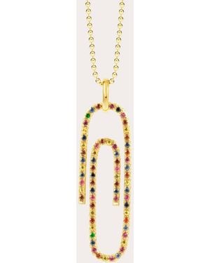 Elior Sapphire Playtime Paperclip Pendant Necklace 18K - Metallic