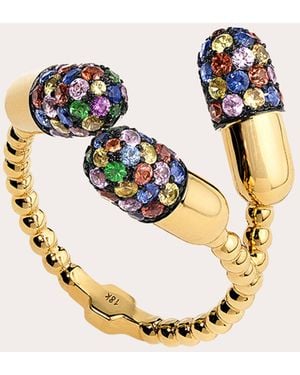 Elior Sapphire & Diamond Triple Pill Ring 18K - Metallic