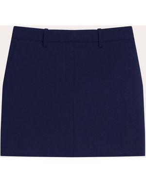 Theory Good Wool Trouser Mini Skirt - Blue