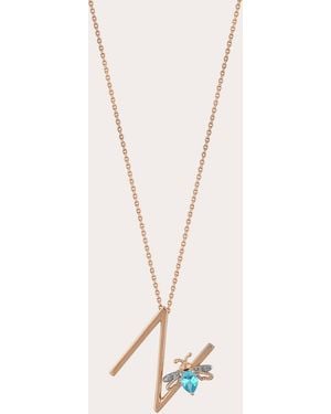 BeeGoddess Topaz Letter N Pendant Necklace - Natural