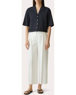 Theory City Twill Deep Pleated Crop Pants - Blue