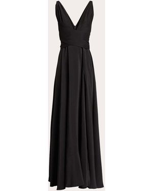 Azeeza Cirrus Silk Charmeuse Belted Gown - Black