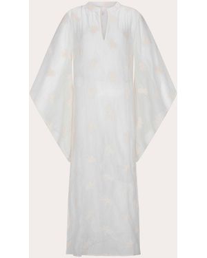 Aguaclara La Perle Sheer Embroidered Maxi Kaftan - White