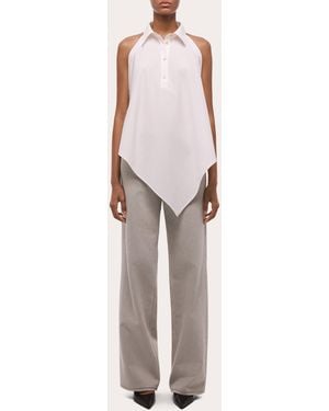 Helmut Lang Poplin Collared Scarf Top - Natural