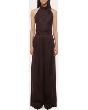 Helmut Lang Pinstripe Pleated Wide-Leg Pants - Brown