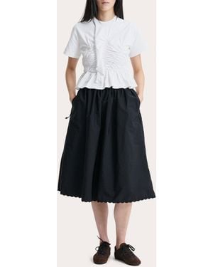 Cecilie Bahnsen Ace Jersey Shirred Ruffle T-Shirt - White