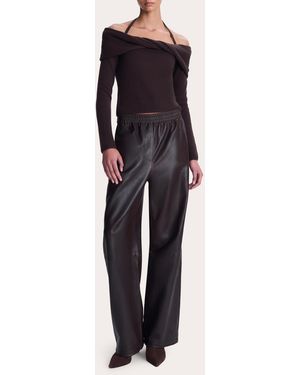 Jonathan Simkhai Corrine Leather Straight-Leg Pants - Blue